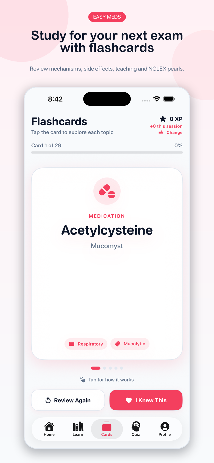 Easy Meds interactive nursing medication flashcard