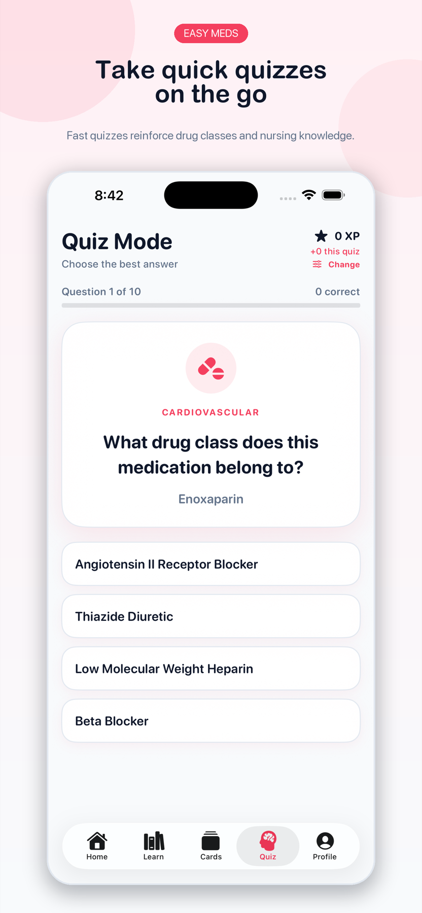Easy Meds nursing pharmacology quiz